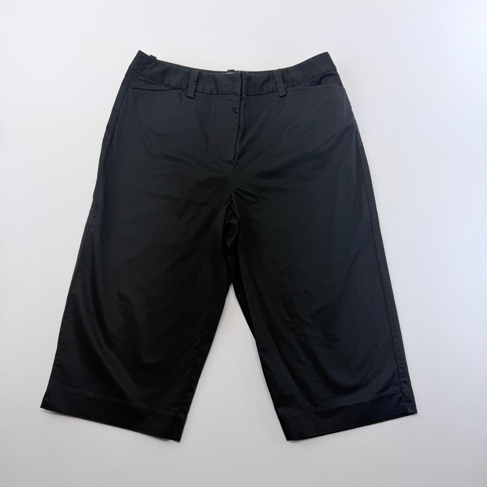 Talbots Womens Black Stretch Cotton Bermuda City Shorts Size 10 Casual Work